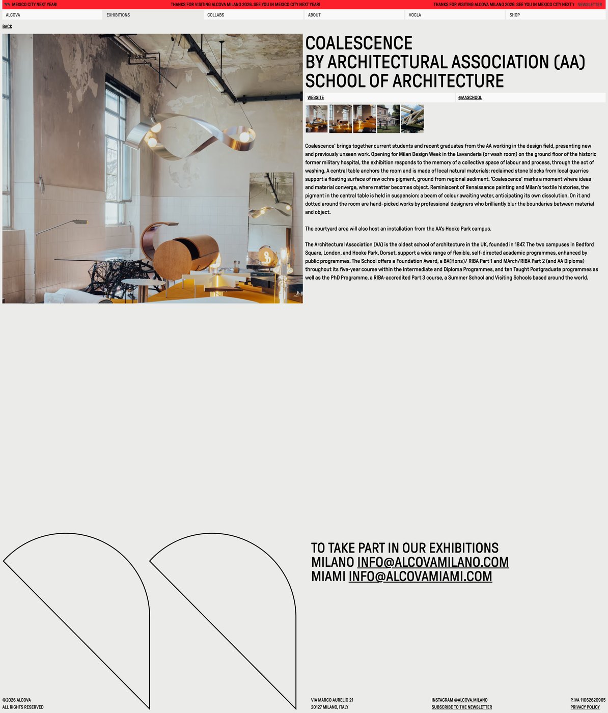 Coalescence by the Architectural Association — official Alcova exhibition page