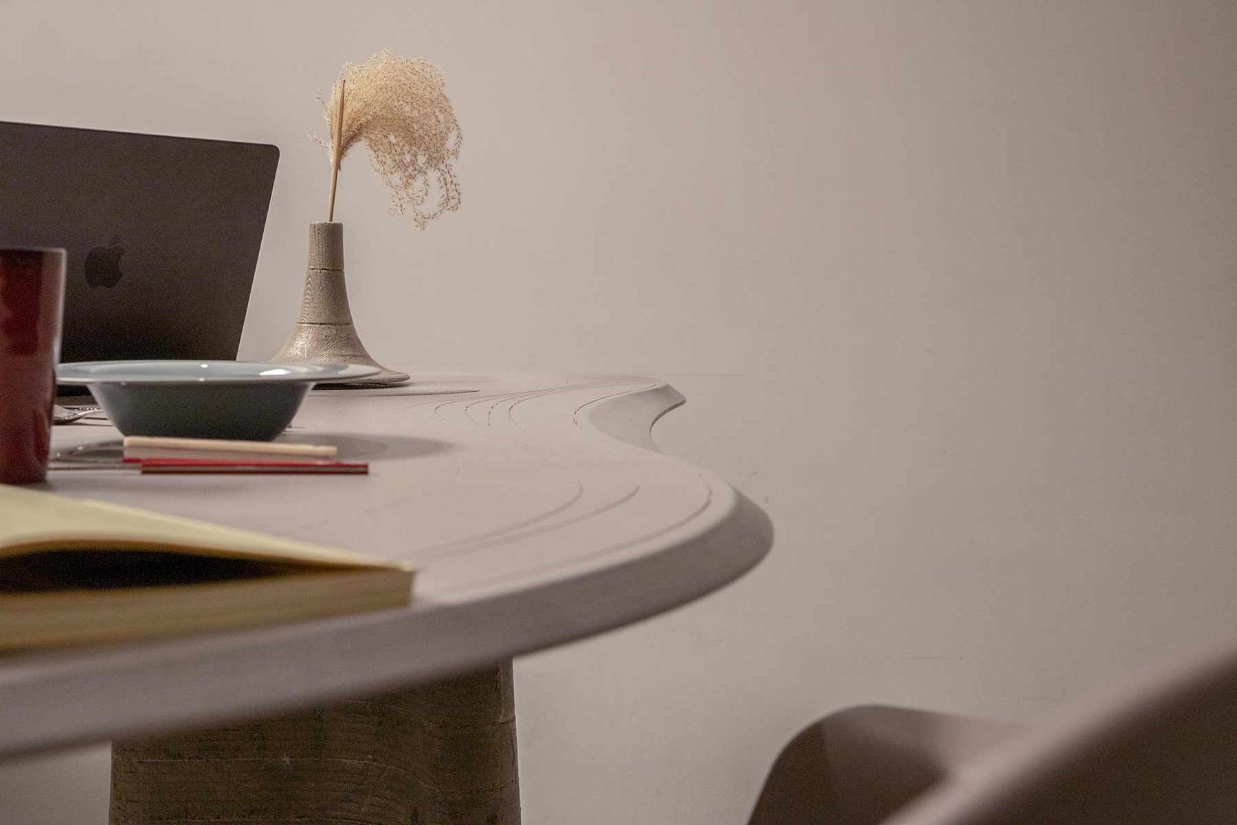Trace — working at the table