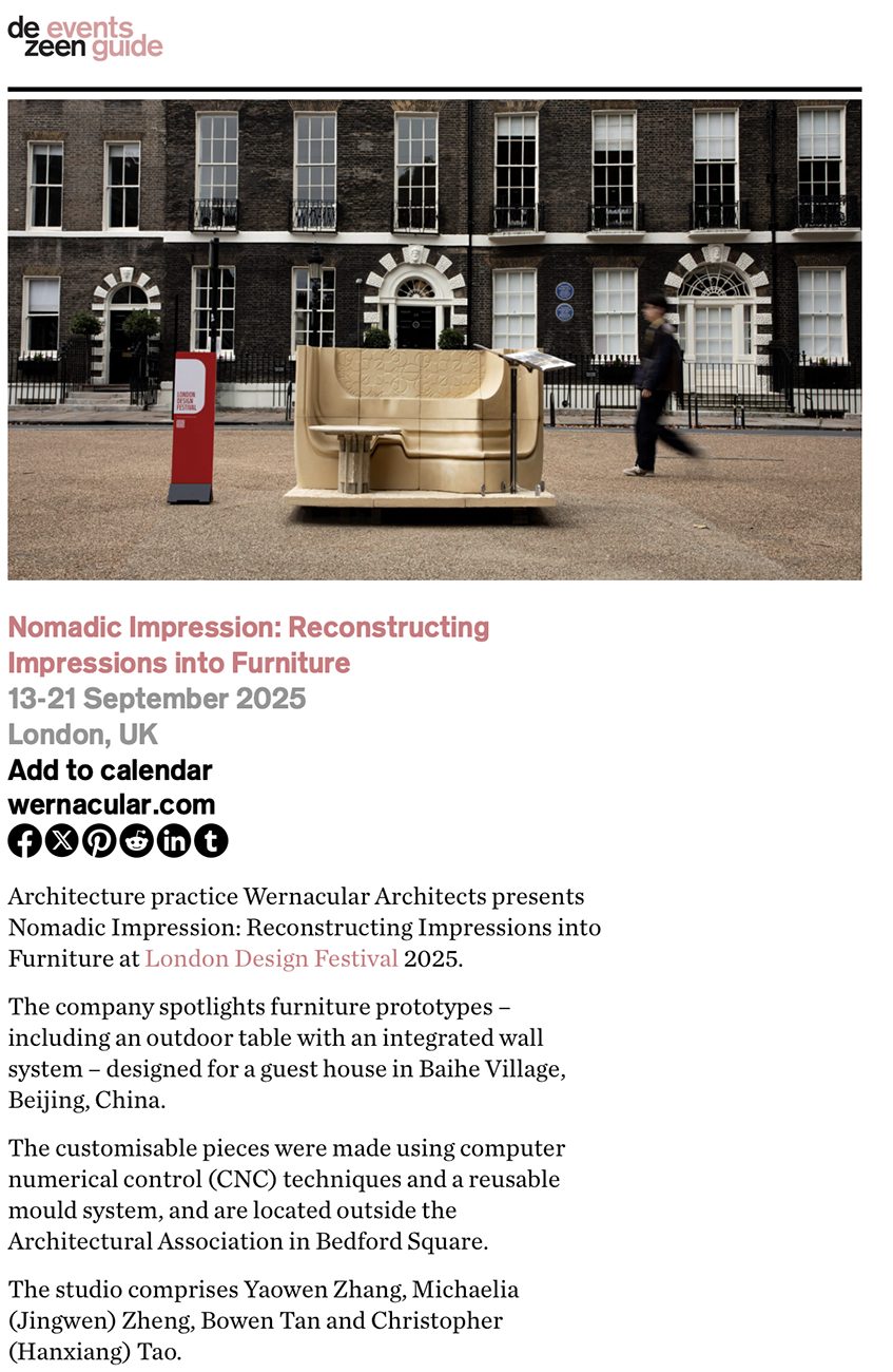 Dezeen coverage — Nomadic Impression at London Design Festival 2025